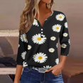 thumbnail image 1 of Fiudx Liquidación de Ofertas Flash Blusa de Manga 3/4 Corta Estampada a La Moda para Mujer, Blusa Informal con Cuello Redondo, 1 of 5