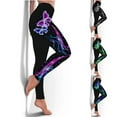 thumbnail image 2 of Women's Slim-Fit Digital Butterfly Print Yoga Pants High Waist Sports Pants, 2 of 2