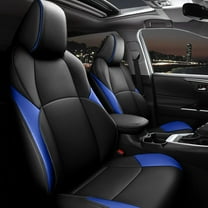 AOMSAZTO Custom Fit Seat Covers for Toyota CHR 2018-2022 Faux Leather Seat Covers Protector Compatible Airbag Waterproof C-HR Full Set Black&Blue