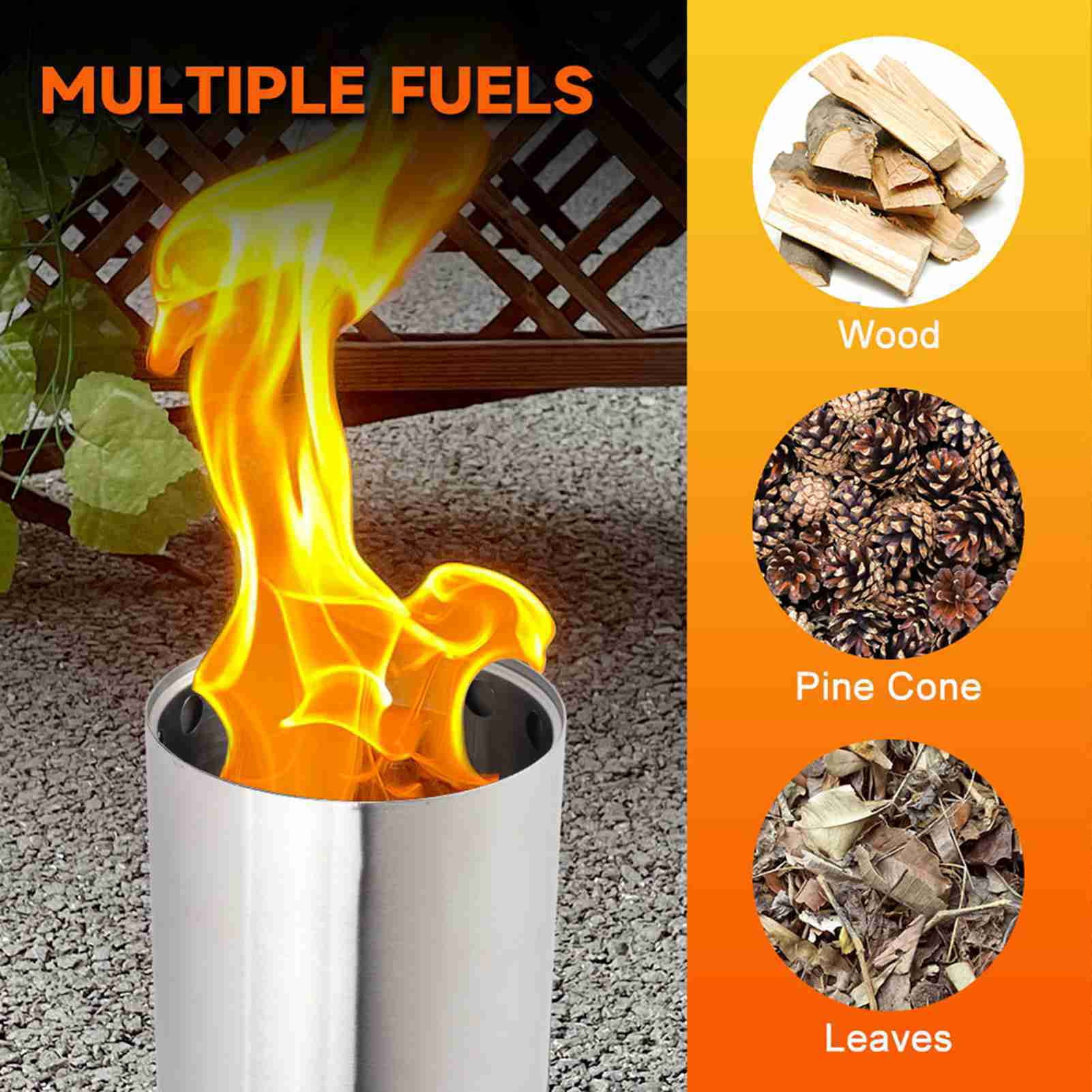 Suodoka Portable Stainless Steel Smokeless Wood Stove – Outdoor Fire Pit for Camping, Picnics & BBQs