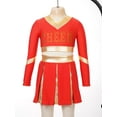 thumbnail image 3 of Doomiva Kids Girls Cheer Leader Outfits Long Sleeve Cheerleading Uniform Crop Top with Pleated Skirt Set Red 16, 3 of 7
