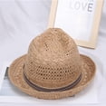 thumbnail image 3 of Wide Hat Panama Sunhat Women Girls Beach Straw Fedora Hat for Camping Outdoor Hiking Holiday Vacation , Khaki, 3 of 8
