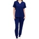 thumbnail image 1 of Conjunto de uniforme médico para mujer, ropa de trabajo, camiseta y pantalones de enfermera con múltiples bolsillos. Azul, 1 of 9