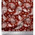 thumbnail image 1 of Soimoi Red Cotton Duck Fabric Floral & Paisley Printed Fabric 1 Yard 42 Inch Wide, 1 of 3