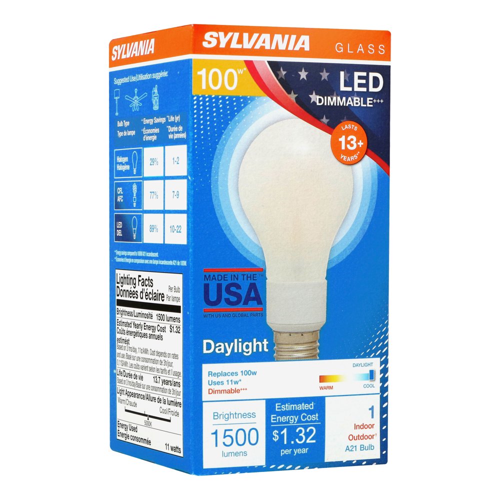 Sylvania 100W A21 LED Light Bulb, Dimmable, Daylight