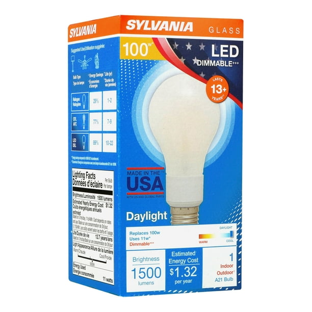 Sylvania 100W A21 LED Light Bulb, Dimmable, Daylight