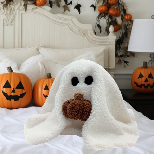 Cojín espectro Hugo Almohada de peluche 3D de Halloween Con Calabaza