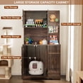 thumbnail image 3 of Blotout 71" Tall Farmhouse Cat Litter Box Enclosure W/Open Shelves & Doors, Wooden Cat Litter Box Furniture for Self-Cleaning Litter Boxes, Large Hidden Litter Box Furniture W/ Power Outlets, Locks, 3 of 10