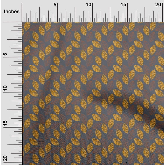 oneOone Georgette Viscose Fabric Leaves Block Decor Fabric Printed BTY 42 Inch Wide