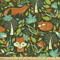 thumbnail image 2 of Ambesonne Fox Fabric by the Yard Upholstery, Autumn Season Flora Fauna, 1 Yard, Multicolor, 2 of 5