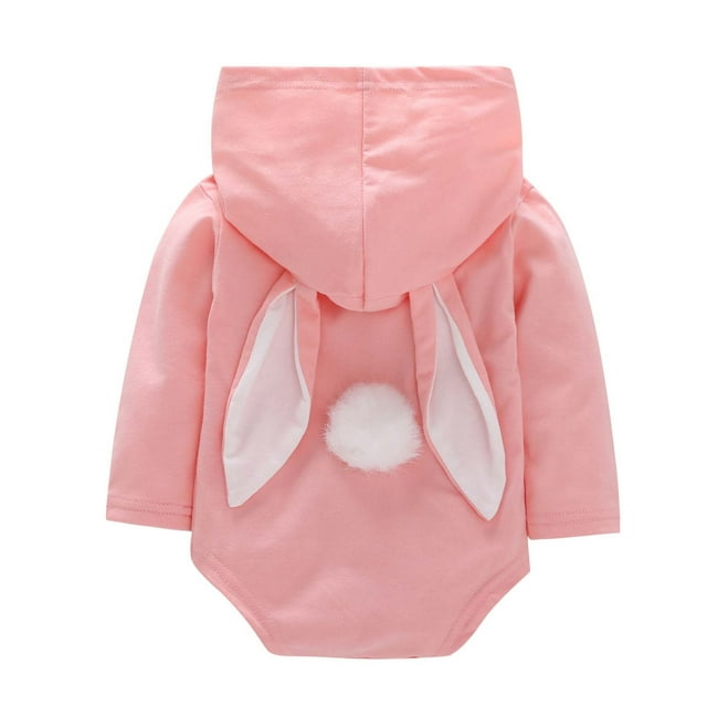 IROINID Savings Baby Bodysuit Long Sleeve Girls Spring Autumn Easter Cartoon Rabbit Ears Jumpsuit Baby Romper Clothing,Pink