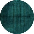 thumbnail image 1 of Ahgly Company Machine Washable Indoor Round Abstract Turquoise Blue Modern Area Rugs, 7' Round, 1 of 4