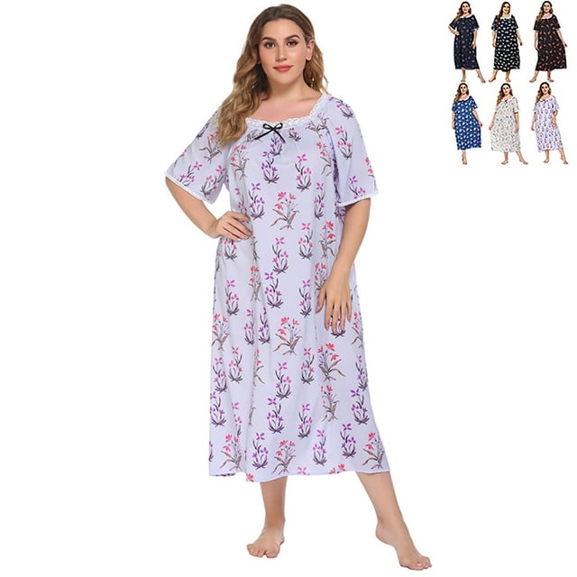 Long Nightgowns for Women Plus Size Nightshirts Soft Sleep Shirt ...