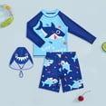 thumbnail image 2 of HCNTES Toddlers Boys' 3-Piece Rashguard Set Kids Bathing Suit Set with Hat UPF 50+(Sky Blue,11-12 Years), 2 of 8