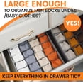 thumbnail image 4 of 3 Pack Sock Underwear Drawer Organizer Dividers, 64 Cell Fabric Foldable Dresser Organizer for Closet Organizers and Storage Boxes for Organizing Socks, Underwear, Ties (16+24+24 Cell, Gray), 4 of 9