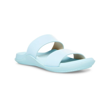

COOL PLANET BY STEVE MADDEN Womens Light Blue Comfort Arch Support Libraa Round Toe Wedge Slip On Slide Sandals 6.5 M