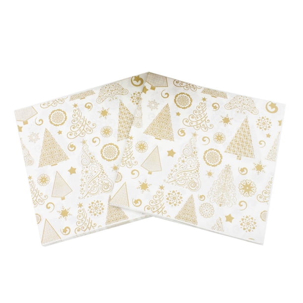 Servilletas navideñas estampadas con 20 piezas, patrón de árbol de Navidad, servilletas de pulpa de madera, suministros para recuerdos de fiesta de cumpleaños