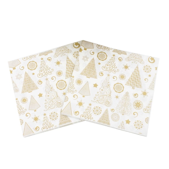 Servilletas navideñas estampadas con 20 piezas, patrón de árbol de Navidad, servilletas de pulpa de madera, suministros para recuerdos de fiesta de cumpleaños