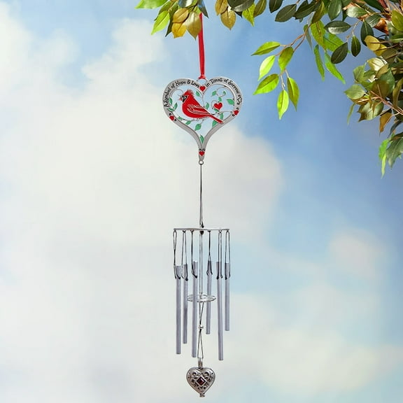 Collections Etc Cardinal Urn Silver Memorial Wind Chime