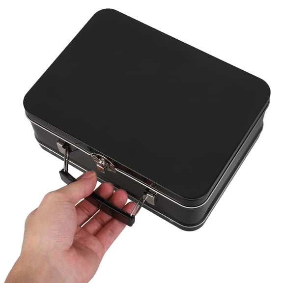 LOLIPPYY Portable Metal Tin Box with Padlock and Handle for Secure Storage of Cards Money and Small Items