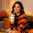 thumbnail image 6 of Aoznliie Straw Toppers, 10Pcs Silicone Straw Covers with Cute Pumpkin Skull Ghost Designs,Reusable Drink Straw Accessories for Halloween Party,4x2x2in, 6 of 9