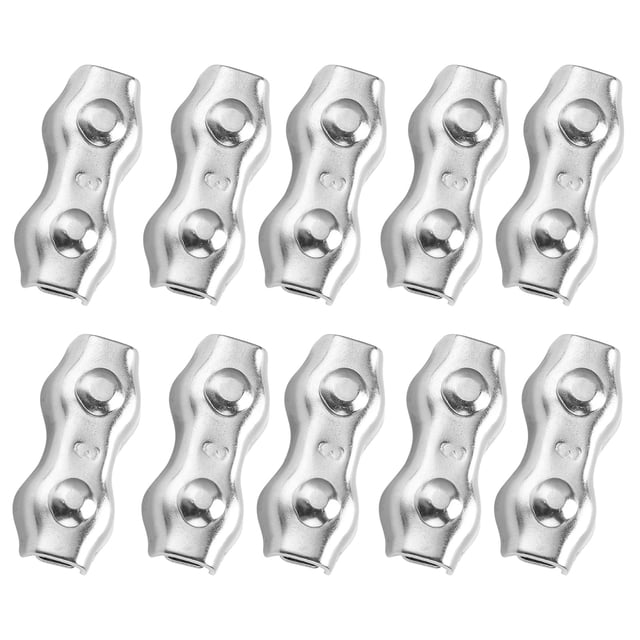 10Pcs Steel Wire Rope Chuck Lock 304 Stainless M3 Double Clip Clamp for Industrial Mechanism