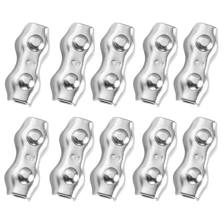 

10Pcs Steel Wire Rope Chuck Lock 304 Stainless M3 Double Clip Clamp for Industrial Mechanism