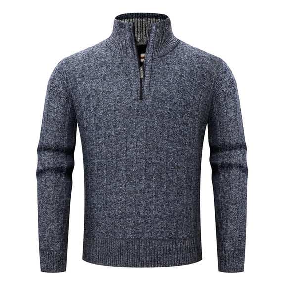 Men's Quarter Zip Sweater Long Sleeve Ribbed Knit Pullover Slim Fit Casual Top