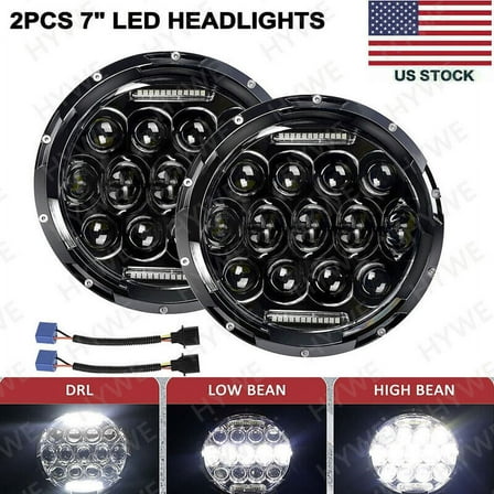 For Jeep Wrangler JK LJ TJ CJ Pair DOT 7" inch LED Halo Headlight Hi/Lo Beam DRL