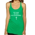 thumbnail image 1 of Wild Bobby He Came He Saw He Conquered Inspirational/Christian Women Tri-Blend Racerback Tank Top, Envy, Large, 1 of 6
