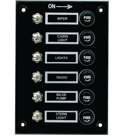Gang Fuse Panel - Attwood 14236-3 Toggle 6-Switch Panel with Fuse