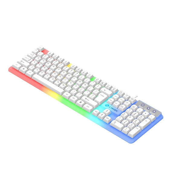 GJX Gaming Keyboard, 104 Keys Rainbow LED RGB Backlit Quiet Computer Keyboard, Multimedia Keys, 26 Anti-ghosting Keys, Waterproof Light up USB Wired Keyboard for PC Desktop Laptop