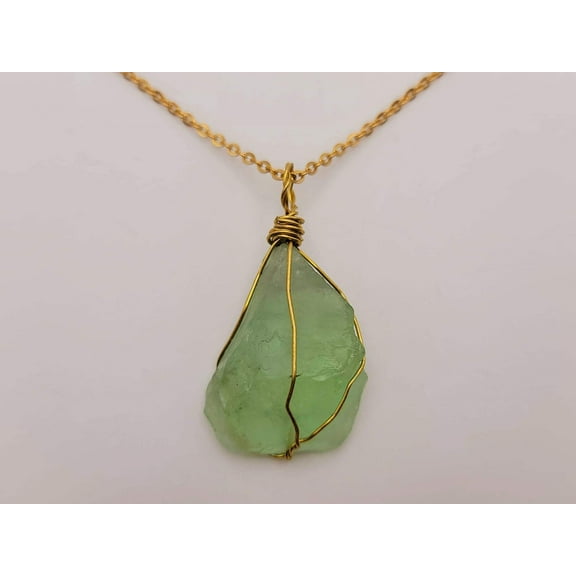 Raw Crystal Fluorite Stone Necklace Healing crystal Necklace
