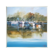 Stupell Industries Boat Marina Painting Transportation Painting Unframed Art Print Wall Art, 12 x 12