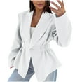 thumbnail image 2 of Longue Veste pour Femmes, Veste de Costume Ample à Taille Plissée avec Boutons, 2 of 9