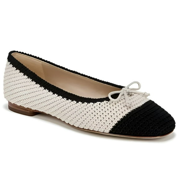 Sam Edelman Women's Madison Crochet Ballet Flat Ivory/Black 8M