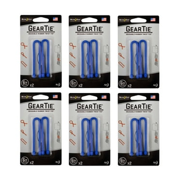 Nite Ize 12 Pack Gear Tie Reusable Rubber Twist Tie, 6" - Blue (6 - 2-Packs)