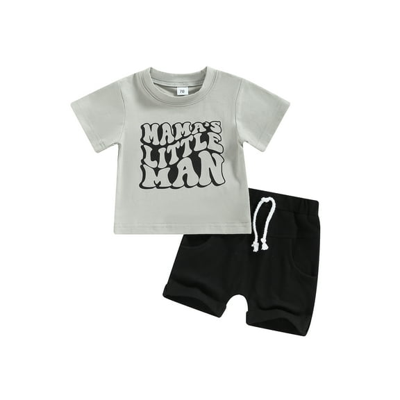 Bagilaanoe 2pcs Toddler Baby Boys Short Pants Set Letter Print Short Sleeve T Shirts Tops   Shorts 6M 112M 18M 24M 3T Kids Casual Summer Outfits
