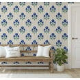 thumbnail image 5 of S4Sassy Peel And Stick Wall Covering, Floral Print Removable Wall Wrap - Blue Mural For Vintage Farmhouse Decor, Bathroom, Laundry Room - Self-Adhesive Removable Wallpaper Vinyl (25"X 120"), 5 of 9