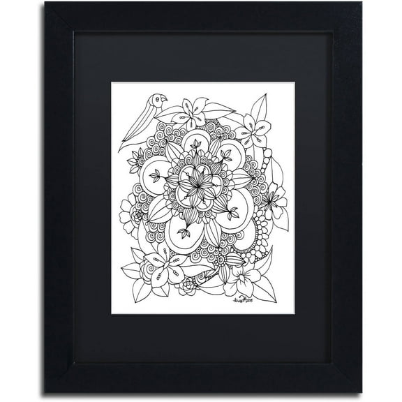 Trademark Fine Art "Fairies and Woodland Creatures 7" Canvas Art by KCDoodleArt Black Matte, Black Frame