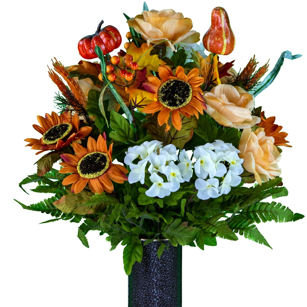 Sympathy Silks Artificial Cemetery Flowers Realistic, Outdoor Grave