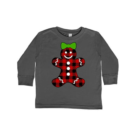 

Inktastic Buffalo Plaid Gingerbread Girl with Green Bow Gift Toddler Boy or Toddler Girl Long Sleeve T-Shirt