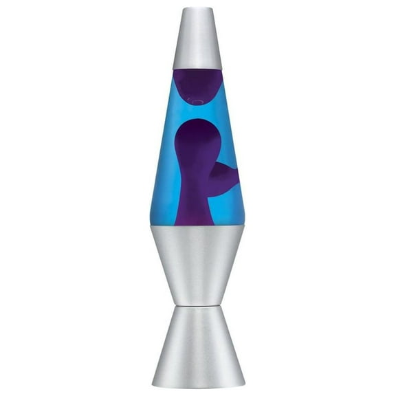 14.5-Inch Silver Base Lava CodYinFI with Purple Wax in Blue Liquid - 2118