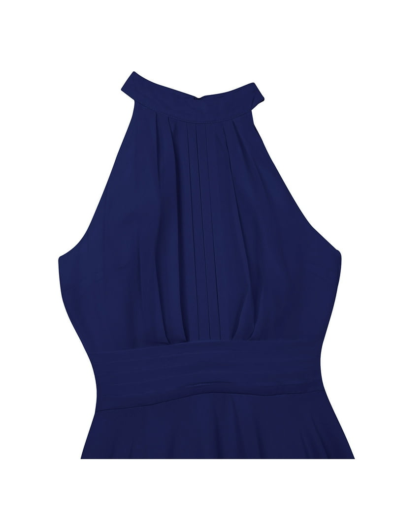 blue halter neck bridesmaid dresses KissProm main image 1