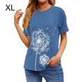 thumbnail image 1 of Camiseta Cuello Redondo Estampado Mujer Tops Poliéster Manga corta Tela de verano, Azul claro, XL seitruly AP002414-14, 1 of 7