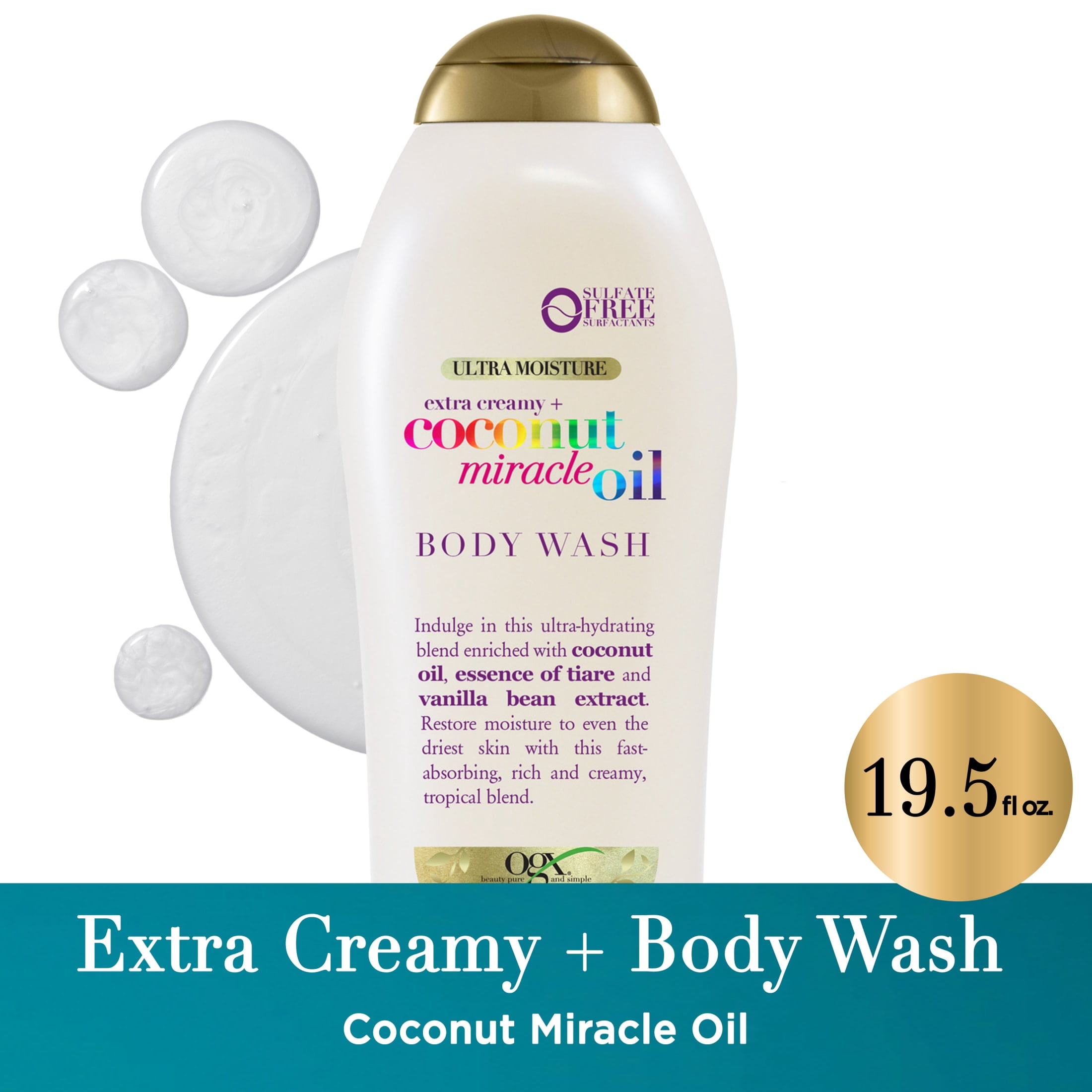 OGX Extra Creamy + Coconut Miracle Oil Moisture Body Wash, 19.5 fl