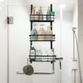 thumbnail image 5 of Stainless Steel Bath Shower Over Door Caddy, Hanging Storage Organizer 3-Tier Rack with 2 Hooks and 3 Baskets - Holder for Soap, Shampoo, Loofah, Body Wash, Omni Collection, Matte Black, 5 of 5