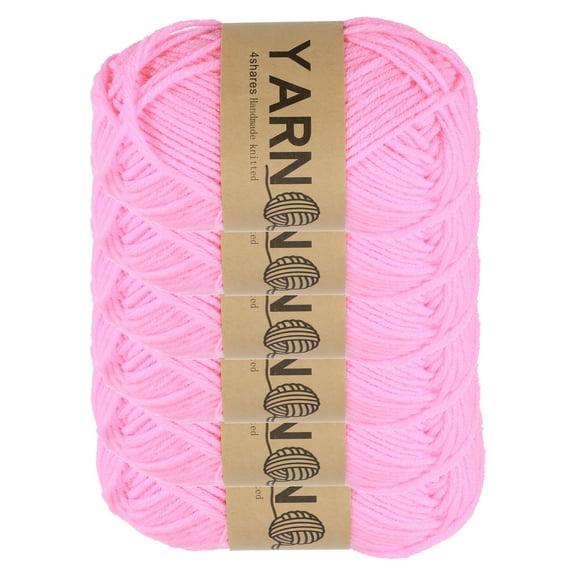 Uxcell 6Pcs Crocheting Yarn, 1.8mm Bright Pink 5 Ply Acrylic Yarn 150g Sport Weight Yarns Bulk Soft and Fluffy Yarns for Knitting DIY Crochet Handicraft Blankets Gift, 328 Yards Total