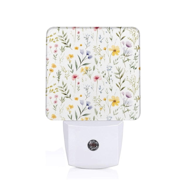 Balery Watercolor Floral A Luz Nocturna LED con Sensor Automático, Enchufe con Sensor Crepuscular, Luz Suave de 0.5W para Dormitorio, Pasillo, Baño-UK