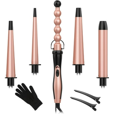 5 in 1 Curling Iron Set - BESTOPE PRO Curling Wand Iron with Interchangeable Barrels, 0.35”-1.25” Hair Curler Wand for Hairstyle, Instant Heat Up for All Hair Types, Heat Protective Glove & 2 Clips